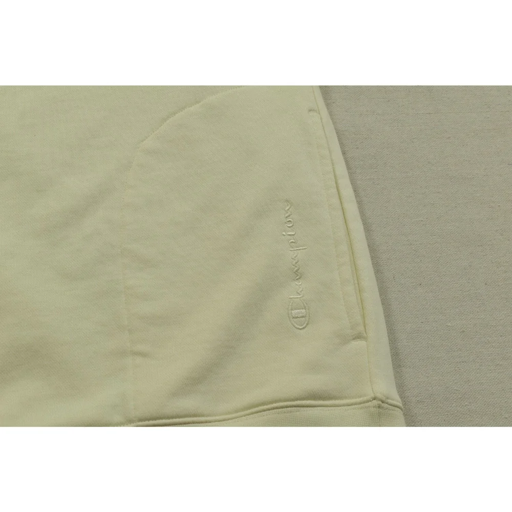 Champion 4X Cream V-Neck Sweatshirt Embroidered Logo Pockets Plus Size Oversized